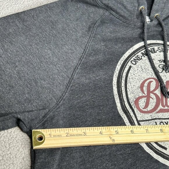 Billabong Hoodie Mens Medium Charcoal Gray Graphic Pullover Fleece Y2K Surf - Picture 9 of 14